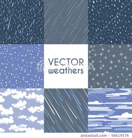 Different types of rainfall. Autumn rainy, snow and other seamless pattern collection Different types of rainfall. Autumn rainy, snow and other seamless pattern collection 56619576