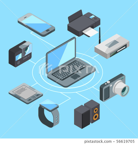 Wireless or wifi connection near laptop and other computer gadgets. Modem and router Wireless or wifi connection near laptop and other computer gadgets. Modem and router 56619705