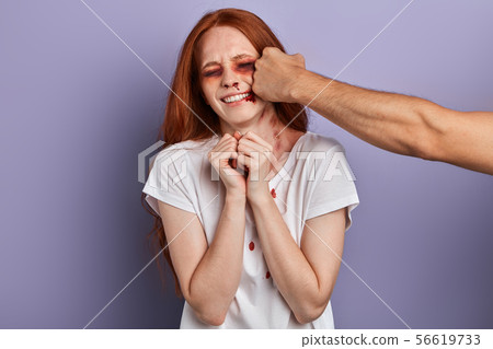 crying poor girl asking not to beat her 56619733