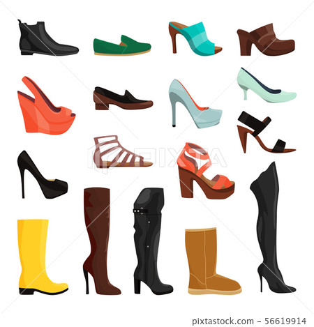 Women shoes in different styles. Vector illustrations Women shoes in different styles. Vector illustrations 56619914