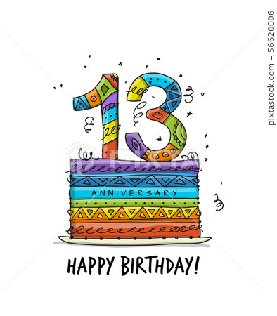 13th anniversary celebration. Greeting card template 13th anniversary celebration. Greeting card template 56620006