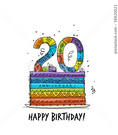 20th anniversary celebration. Greeting card template 56620021