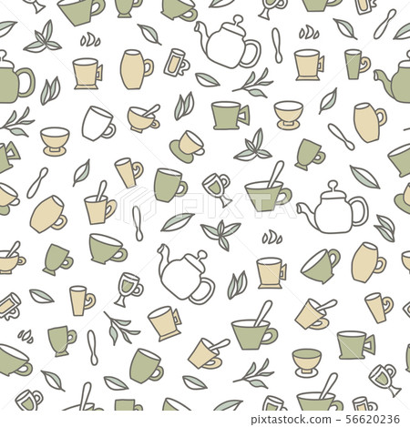 Seamless pattern of tea cups. Vector illustration. - Stock Illustration ...