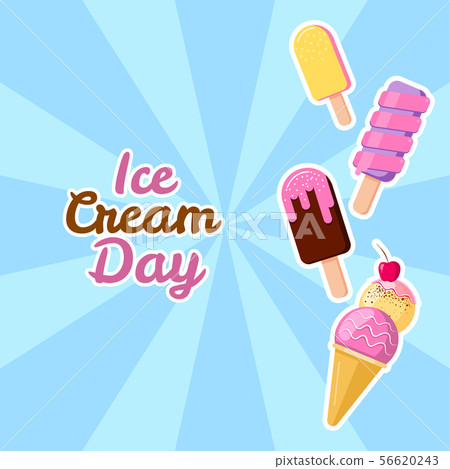 Happy ice cream day. Vector illustration suitable for greeting card poster and banner Happy ice cream day. Vector illustration suitable for greeting card poster and banner 56620243