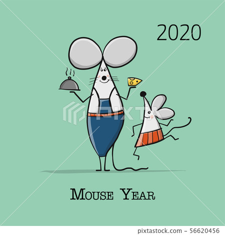 Funny mouse, symbol of 2020 year. Banner for your design 56620456