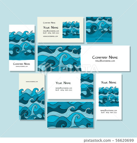 Corporate flat mock-up template. Sea waves design 56620699