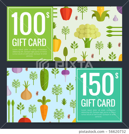 Vector flat vegetables vegan shopping voucher templates Vector flat vegetables vegan shopping voucher templates 56620732