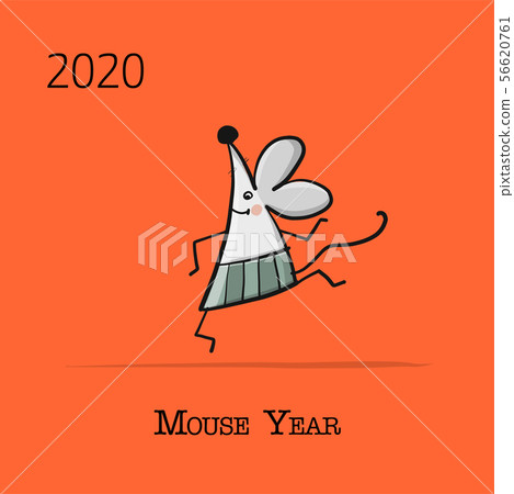 Funny mouse, symbol of 2020 year. Banner for your design Funny mouse, symbol of 2020 year. Banner for your design 56620761