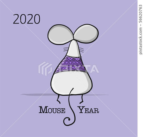 Funny mouse, symbol of 2020 year. Banner for your design 56620763