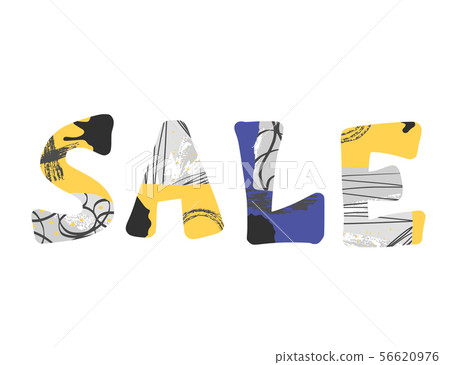 Sale text for promo with decor. Vector lettering. 56620976