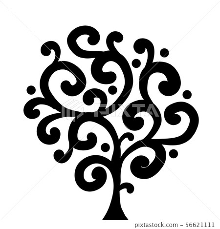 Art tree, black silhouette for your design - Stock Illustration ...
