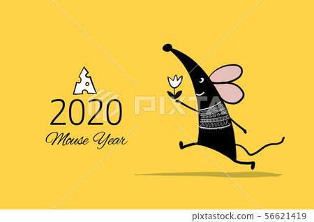Funny mouse, symbol of 2020 year. Banner for your design 56621419