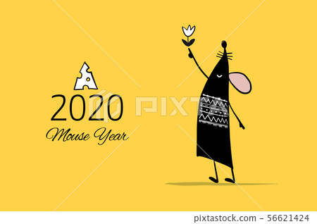 Funny mouse, symbol of 2020 year. Banner for your design 56621424