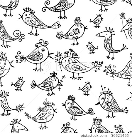 Pattern Bird Design Drawing - HOBI BURUNG