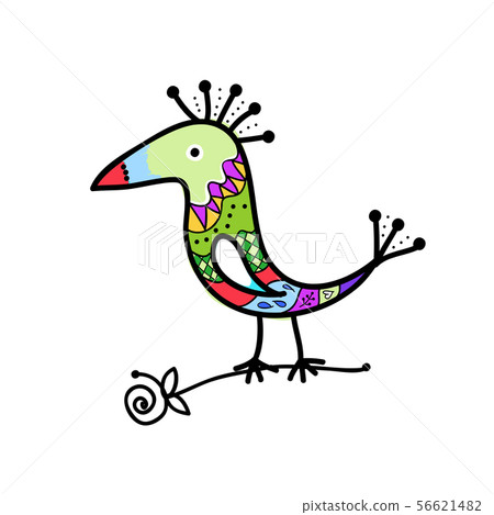 Sketch of funny colorful bird for your design 56621482