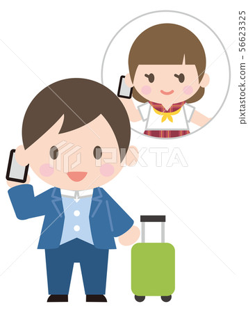 A man making a phone call from a travel destination A man making a phone call from a travel destination 56623325