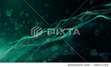 Green color digital particles wave flow and twist Green color digital particles wave flow and twist 56625168