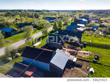 Aerial view of city of Nikolo-Ushna, typical village of Vladimir region Aerial view of city of Nikolo-Ushna, typical village of Vladimir region 56625923