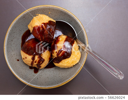 Top view of profiteroles Top view of profiteroles 56626024