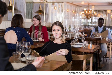 Couple is celebrating of day dating for dinner 56628127