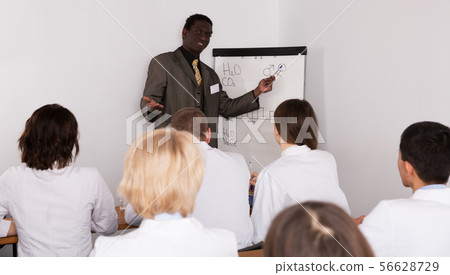 Businessman speaking to physicians Businessman speaking to physicians 56628729