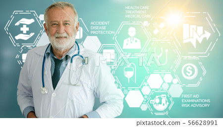 Doctor with Medical Healthcare Graphic in Hospital 56628991