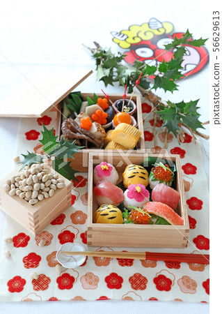 Setsubun Temari Sushi and Sukiyaki Bento 56629613