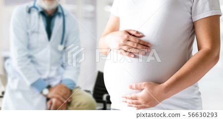 Pregnant Woman and Gynecologist Doctor at Hospital 56630293