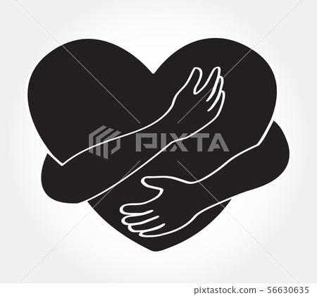 hugging heart vector , Hug yourself - Stock Illustration [56630635] - PIXTA