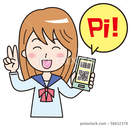 智能手機付款例證，高中女孩 56632378