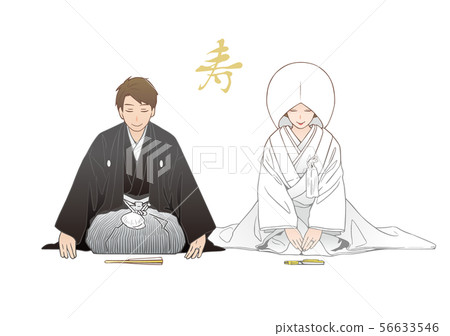 A couple bowing in a straight position-Japanese wedding image 56633546