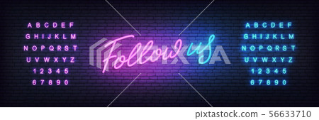 Follow us neon. Lettering design for social media post, marketing or advertisement. Follow us neon. Lettering design for social media post, marketing or advertisement. 56633710