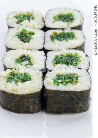 Japanese food restaurant, sushi maki gunkan roll plate or platter set. Sushi set and composition 56634846