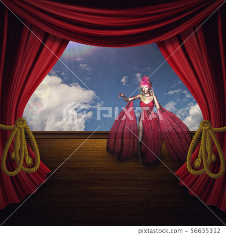 Woman on Theater Stage Woman on Theater Stage 56635312