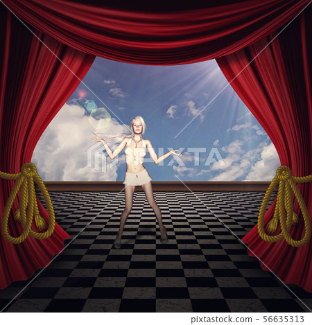 Woman on Theater Stage Woman on Theater Stage 56635313