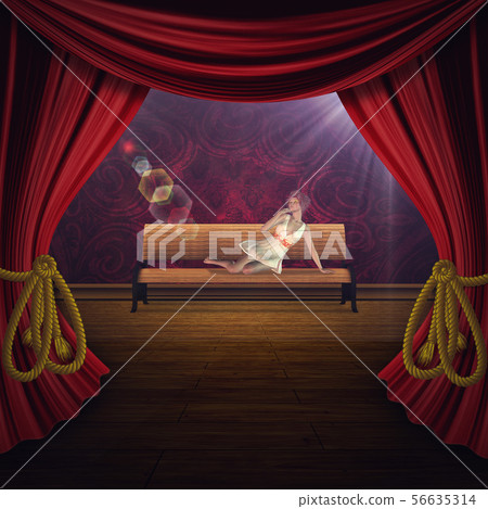 Woman on Theater Stage Woman on Theater Stage 56635314