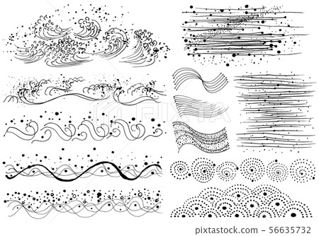 Japanese wave Japanese style wave handwritten brush illustration 56635732