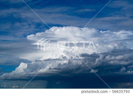 Summer sky blue sky and clouds z thick cumulonimbus and rain pillar Summer sky blue sky and clouds z thick cumulonimbus and rain pillar 56635793