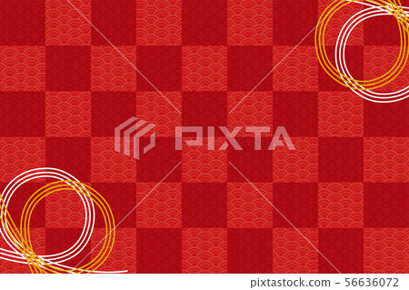 New Year's image water-drawn frame, ruled line, background (red) _ New Year's card material, Japanese pattern background, Aomi wave pattern, Matsukishi diamond New Year's image water-drawn frame, ruled line, background (red) _ New Year's card material, Japanese pattern background, Aomi wave pattern, Matsukishi diamond 56636072