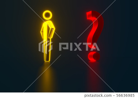 3d businessman opposite a question mark. 3d rendering 3d businessman opposite a question mark. 3d rendering 56636985
