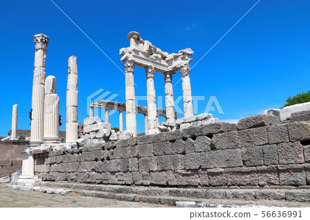 Ruins and columns of Temple of Trajan at Acropolis 56636991