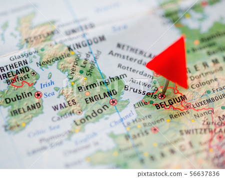 World map with focus on Kingdom of Belgium.  56637836