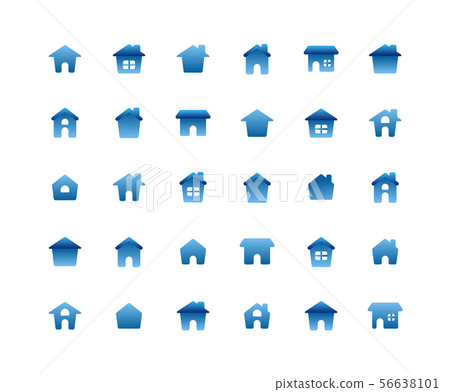 Home Flat Icon Set on white background. - Stock Illustration [56638101 ...