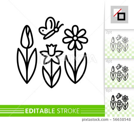 Spring flower butterfly simple line vector icon 56638548