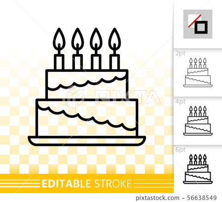 Cake birthday candle simple thin line vector icon 56638549