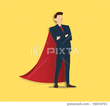 businessman standing with red cape businessman standing with red cape 56638701