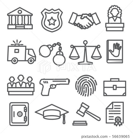 Law line icons set on white background Law line icons set on white background 56639065