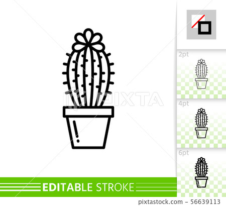 Cactus succulent plant simple line vector icon 56639113