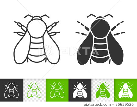 Bumblebee insect simple black line vector icon 56639526