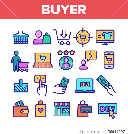 Color Buyer Elements Signs Icons Set Vector Color Buyer Elements Signs Icons Set Vector 56639697